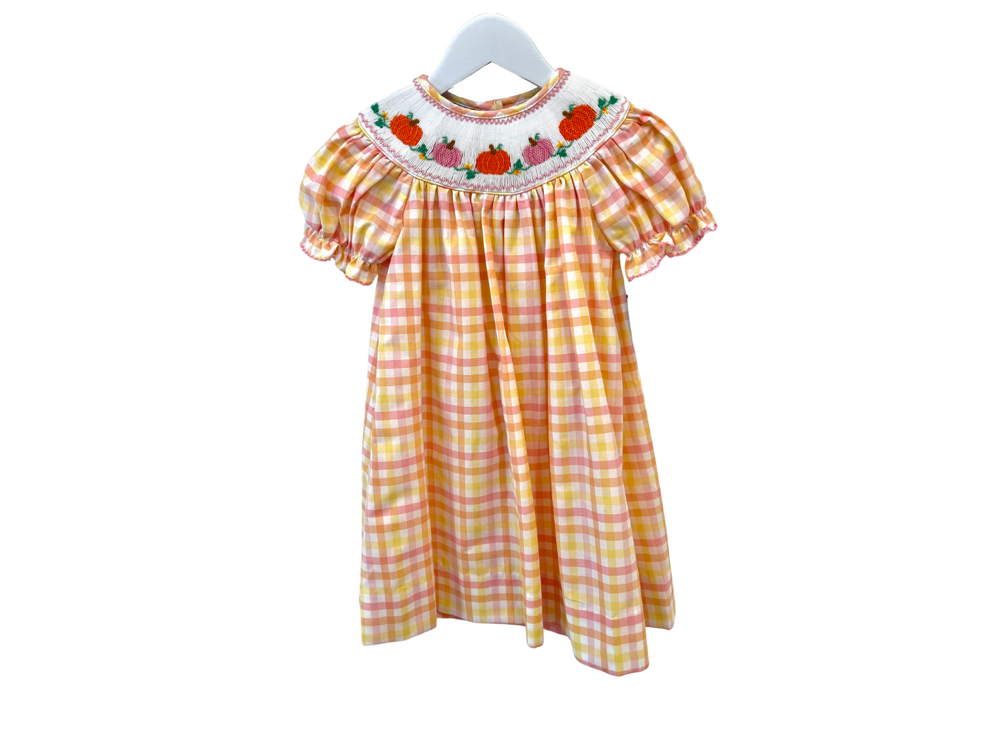 Pumpkin Girl's - Pink & Orange Plaid Bishop W/ Insert
