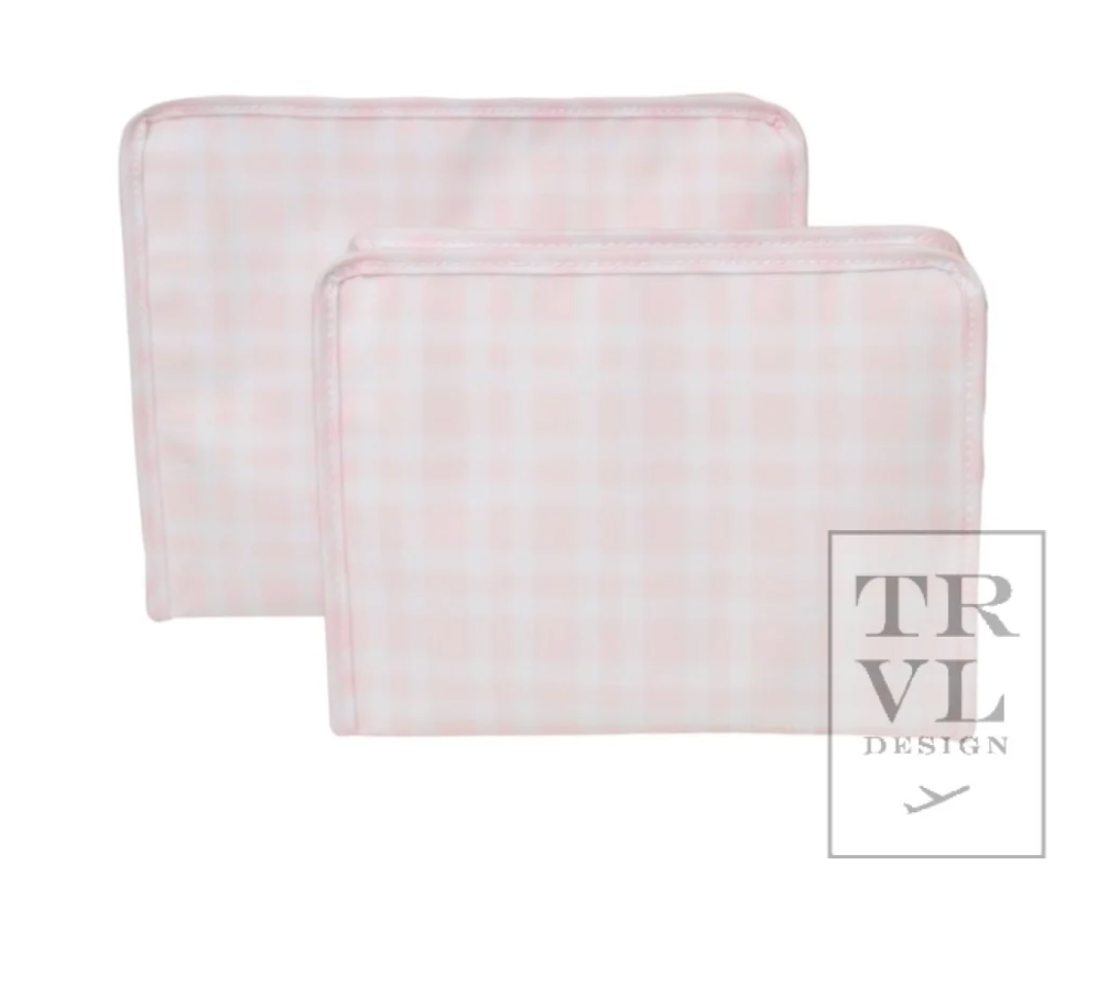 ROADIE LARGE - PIMLICO PLAID PINK zip pouch