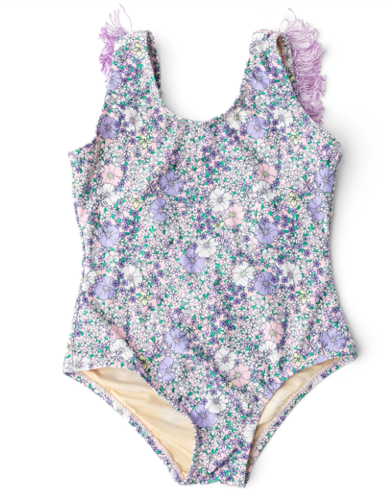 1pc - Fringe Back - Flower PoweR Purple