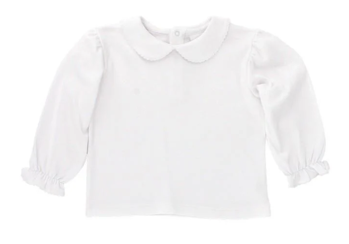 White Knit - Girls L/S Shirt Button Back