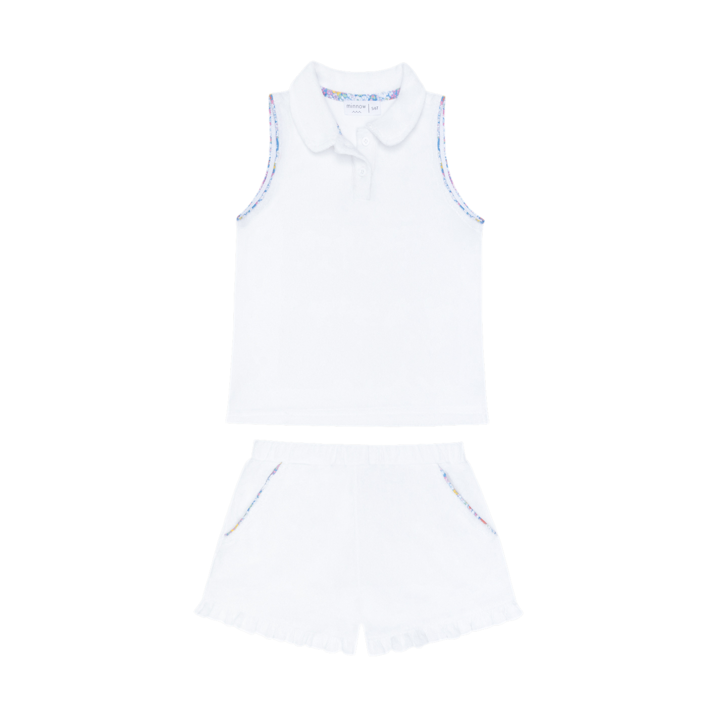 Girls Shell White French Terry Tennis Short Set TWEEN
