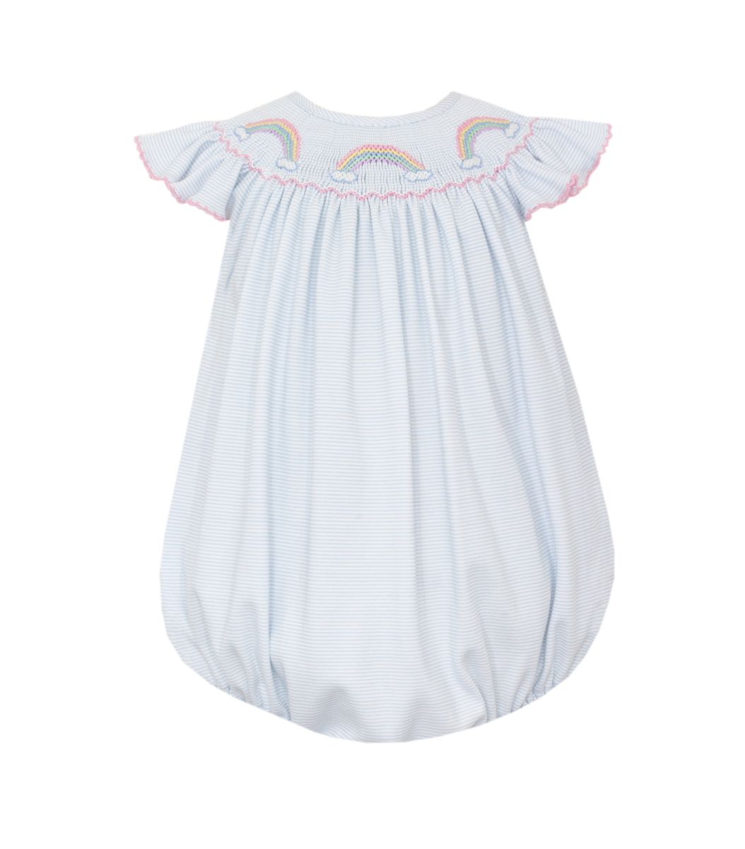 Rainbow - Lt. Blue Stripe Knit Angel Wing Bishop Bubble