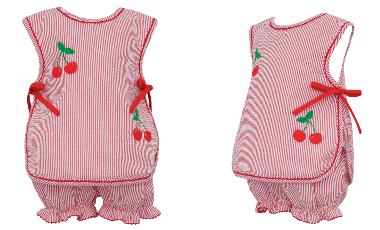 Cherry Red Seer Sucker Bloomer Set