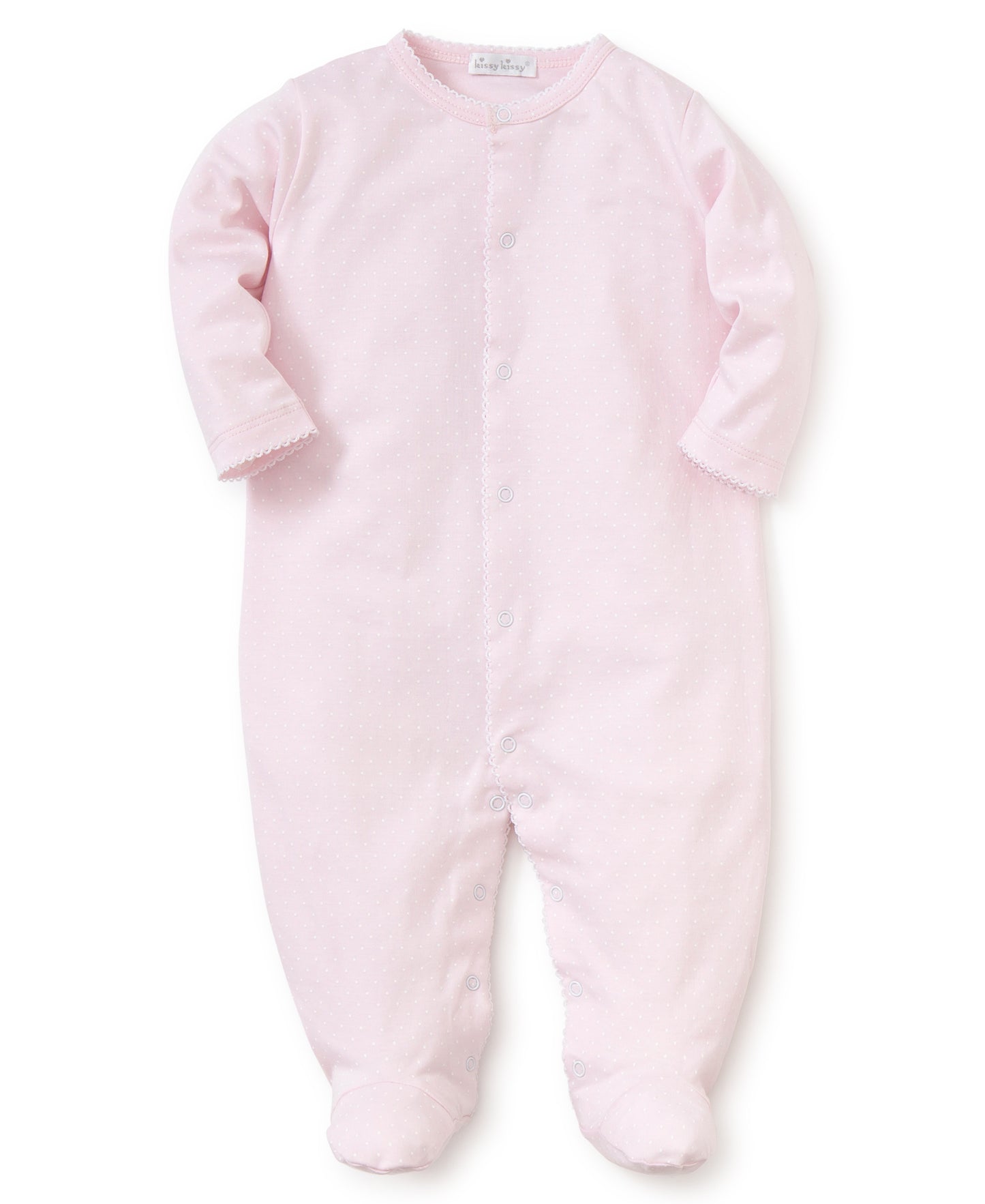 Kissy Dots Print Footie - Pink