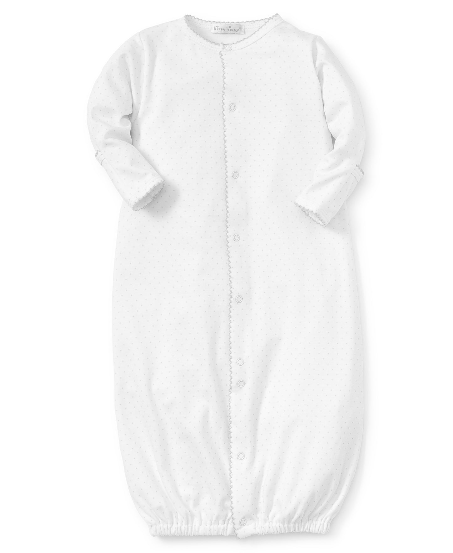 Kissy Dots Print Converter Gown - White Silver