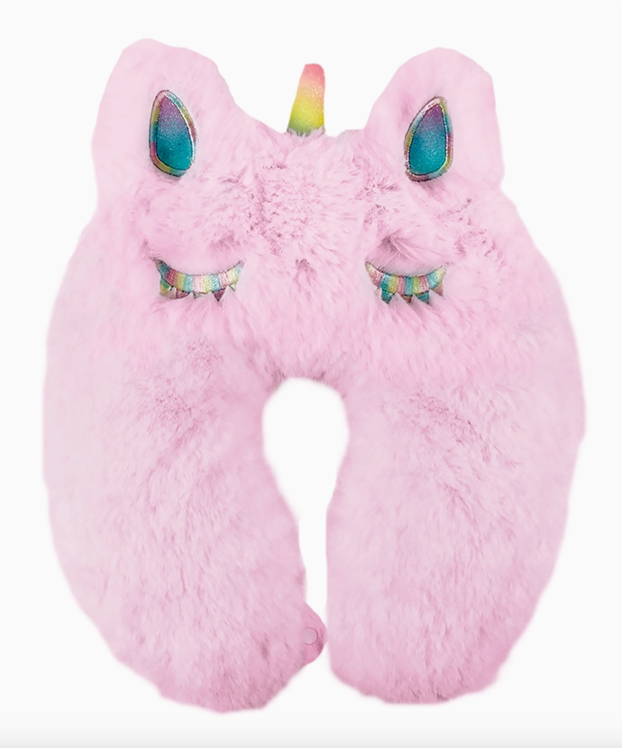 Furry Pink Unicorn Neck Pillow