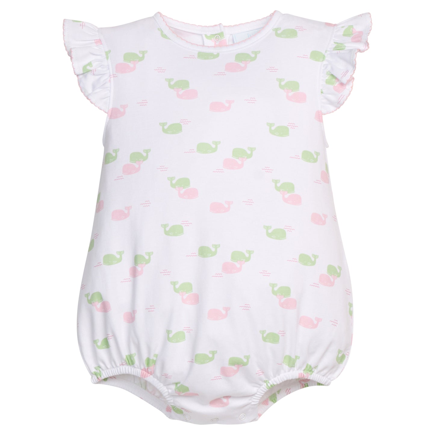 Printed Angel Sleeve Bubble - Pink Whales