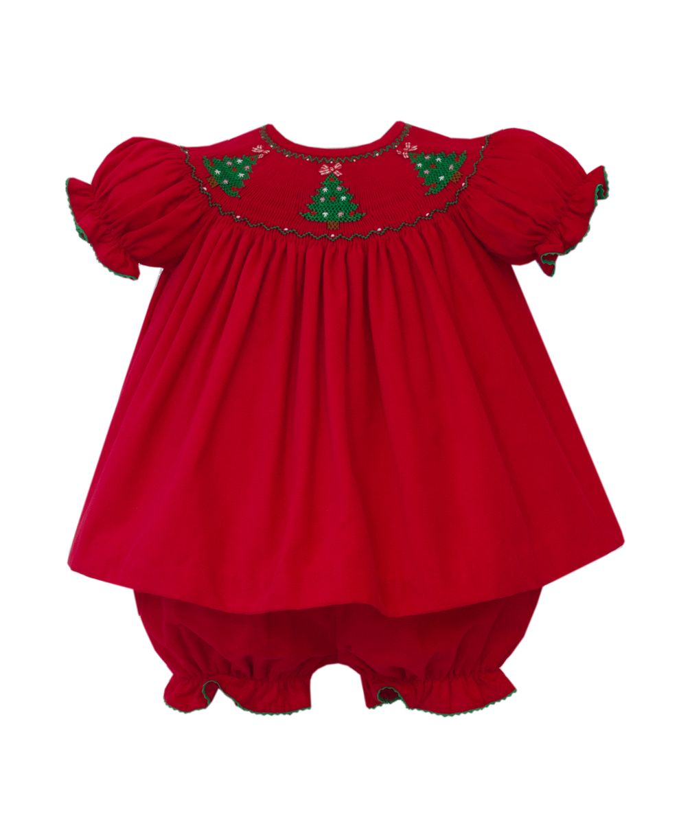 X´mas TREE GIRL´S - Red Corduroy bishop bloomer set S/S (320C-AH26)