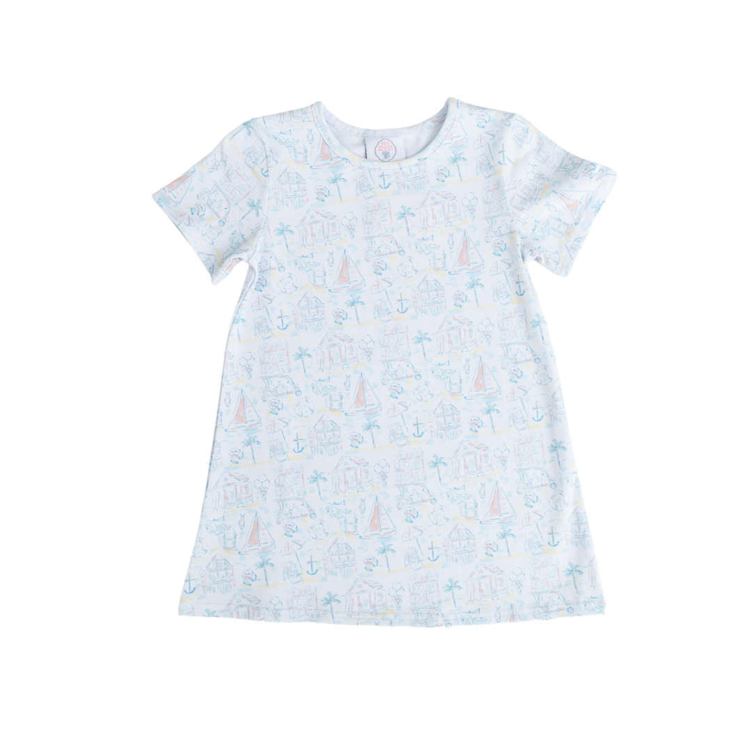Beach Town Toile Susie Swing Dress