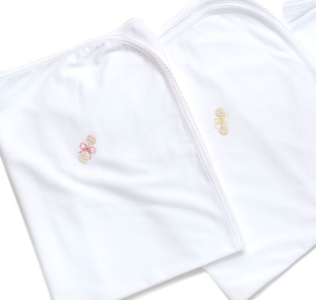 Ivory Heirloom Rattle Pima Baby Blanket