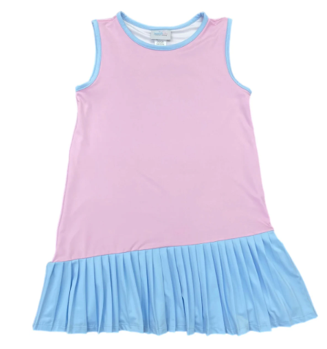 Vivi Tennis Dress - Pink w Blue Serve It Up