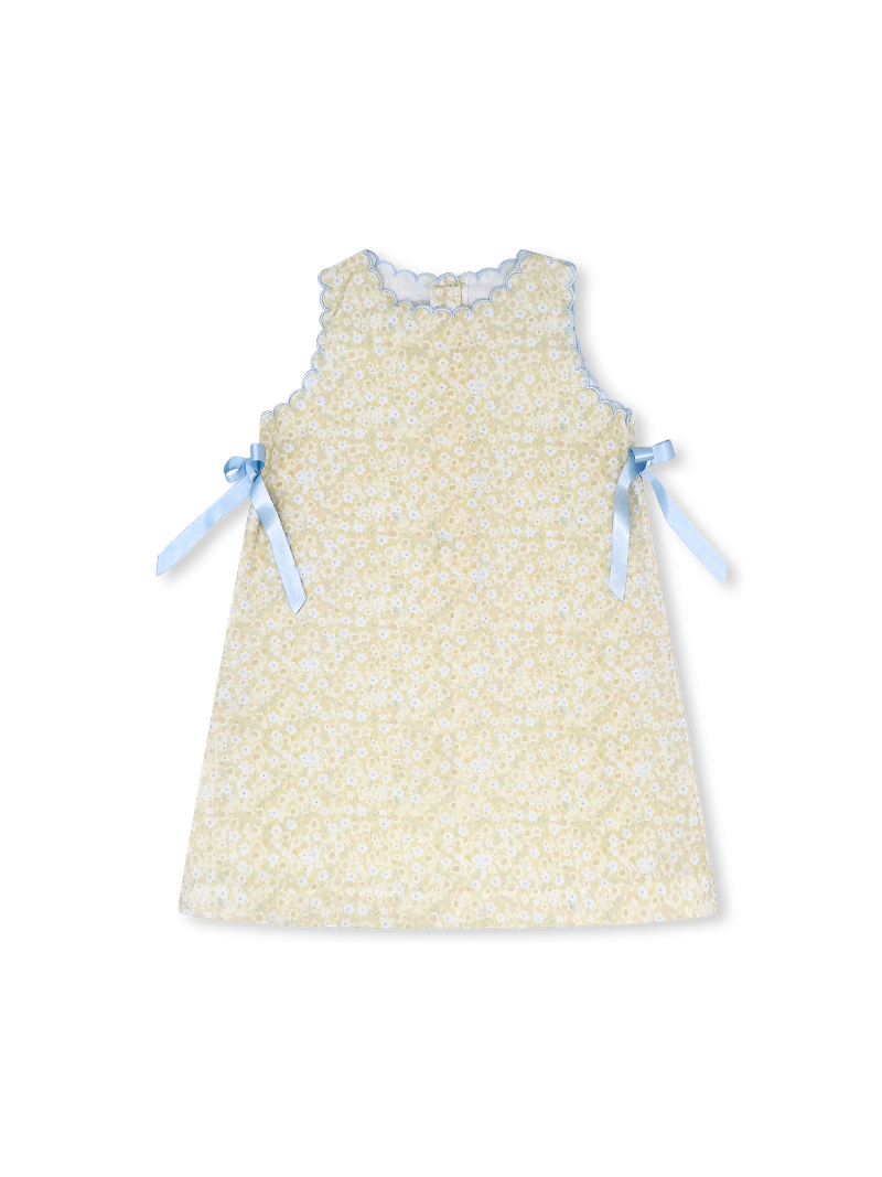 Shelley Dress - Buttercup Blooms w/ Scallop Trim and Bows