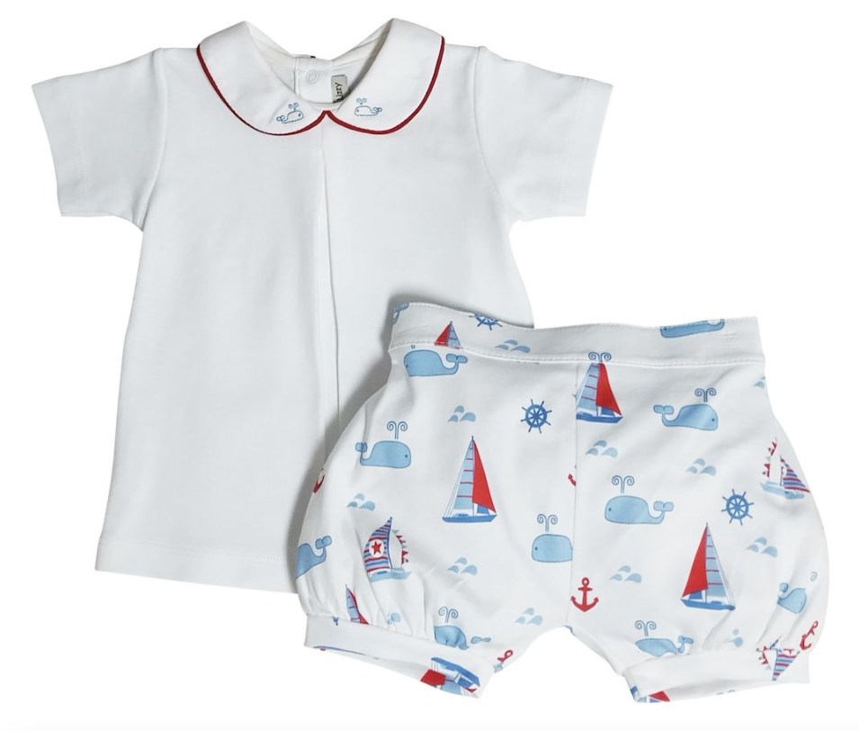 NANTUCKET WHALES DIAPER SET