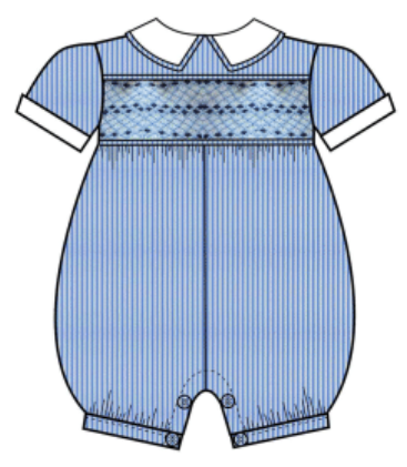 Stripe Smocked Babysuit (Blue)