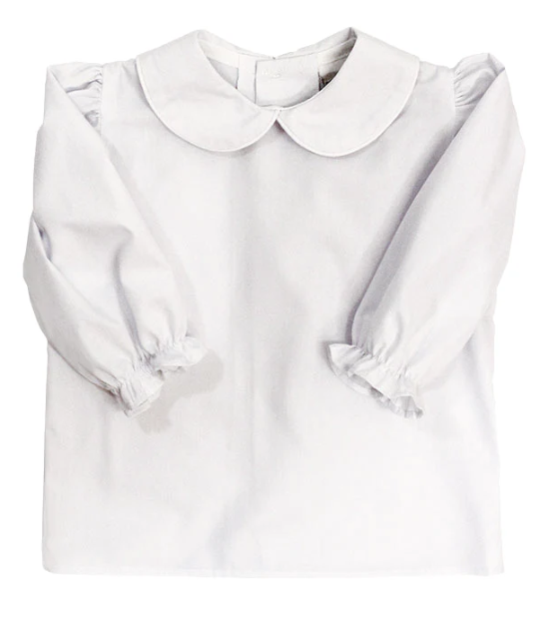 White - Girls L/S Blouse - 6X
