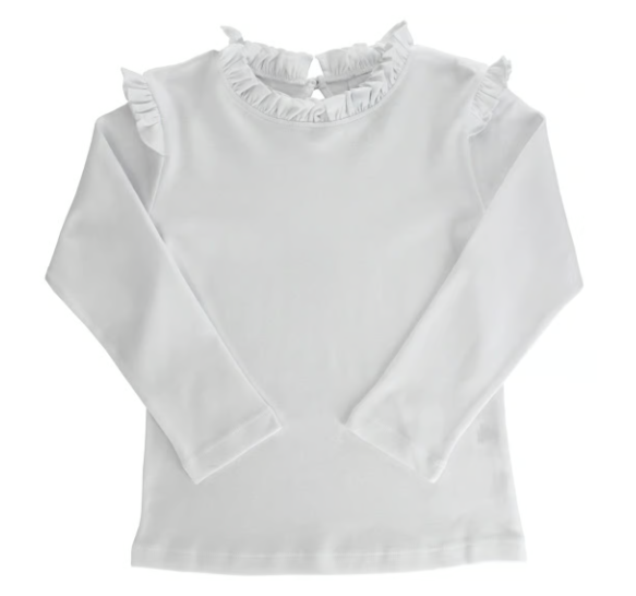 Girls Long Sleeve Tee - White - Tween