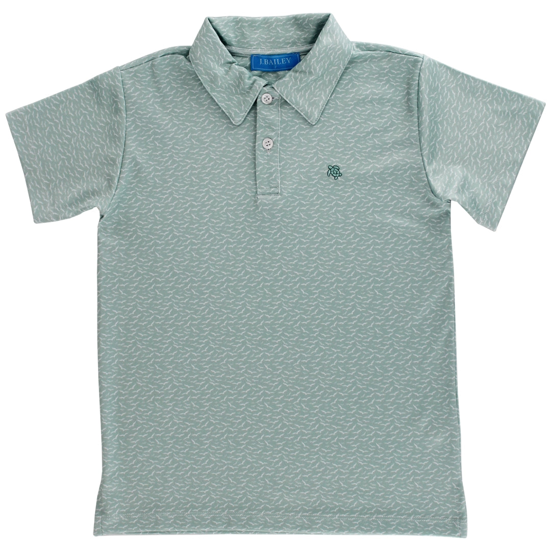 Henry Short Sleeve Performance Polo - Birds on Green