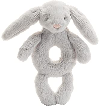 Bashful Bunny Ring Rattle-Toy - grey