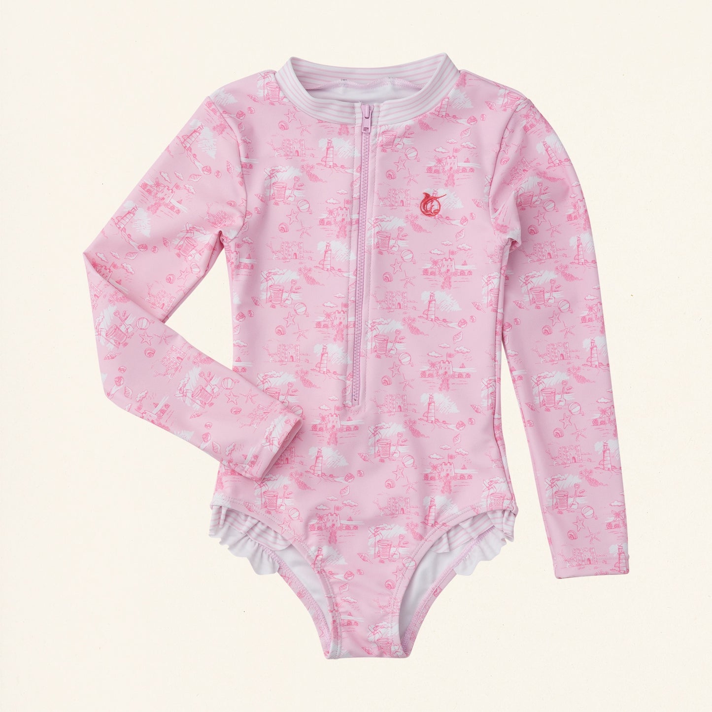 Surf and Turf One Piece Swimsuit Pink Lady Beach Toile