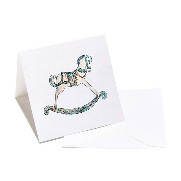 Rocking Horse Enclosure Card - Blue