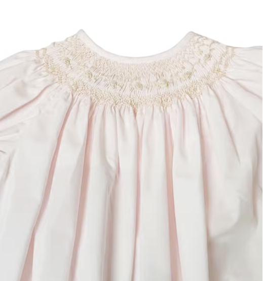 Pastel Pink w/ Ivory Bow & Rosebuds - Bishop Dress