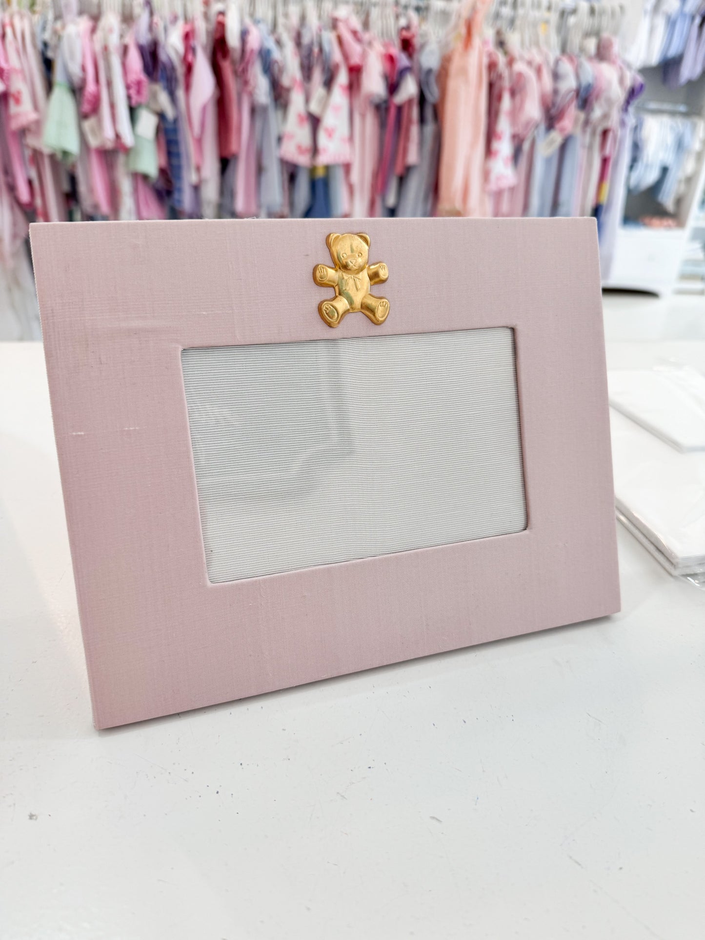 4x6 Frame Pink Silk Bear