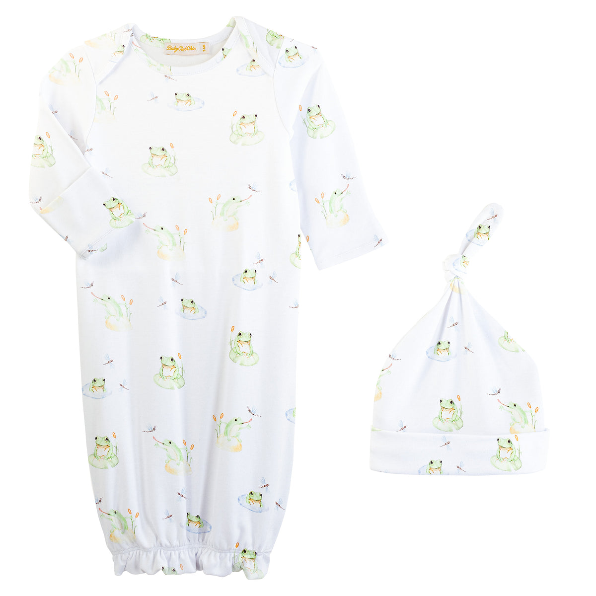 baby frog gown and hat