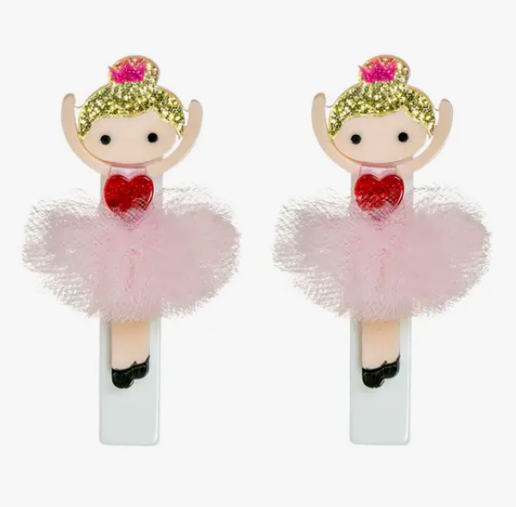 Valentine Ballerina Heart Pale Pink Alligator Clips