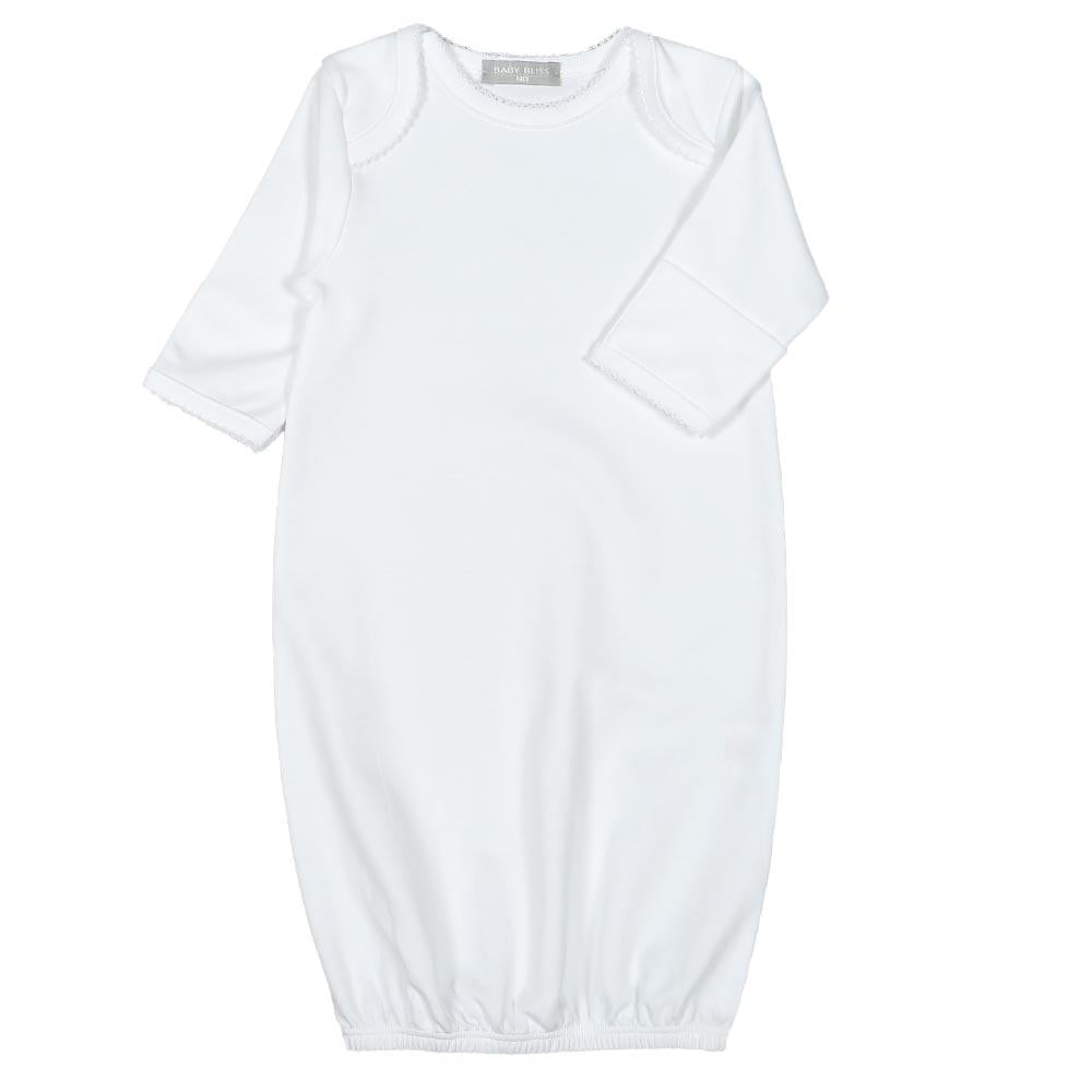 White Pima Gown with Picot Trim