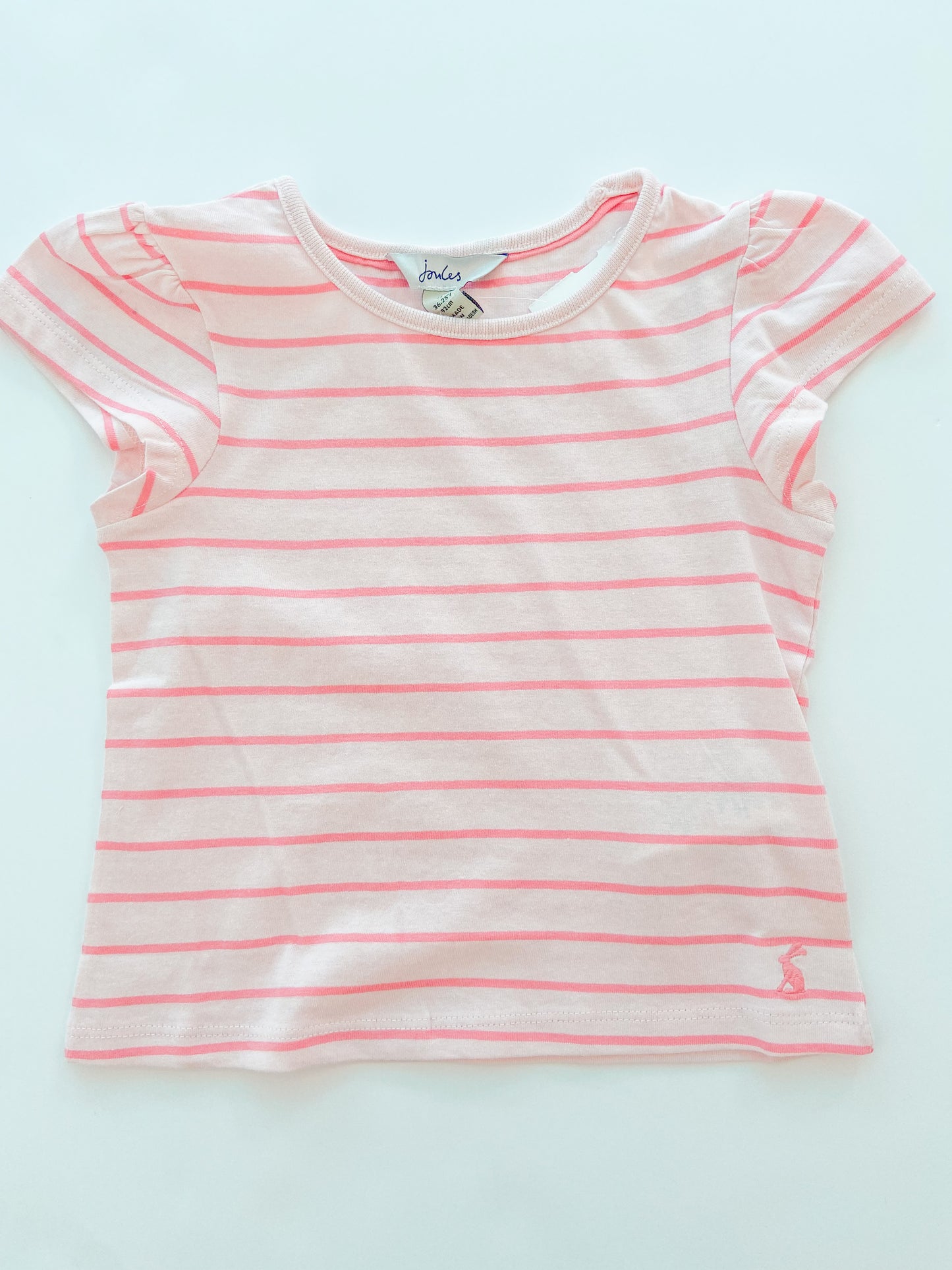 Pink Stripe Flutter Sleeve Tee