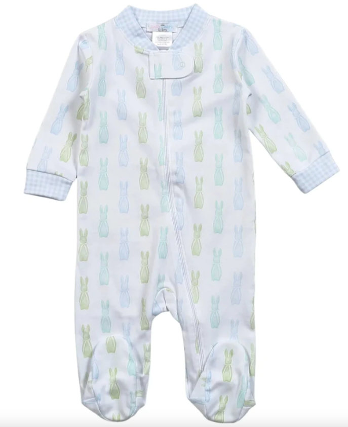 Easter Bunnies Pima Zipper Footie