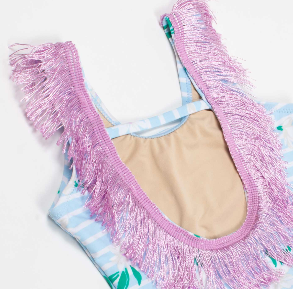 fringe back 1pc - light blue daisy stripe