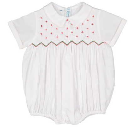 Boys Smocked Diamond Holiday Romper