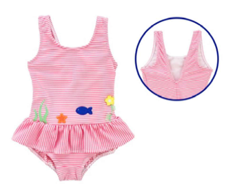 Beach you to it - Seersucker Skirted Swimsuit Undersea Applique