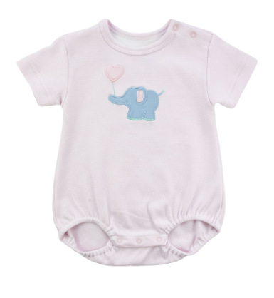 Stripe Knit Romper With Balloon Elephant Pink 4549