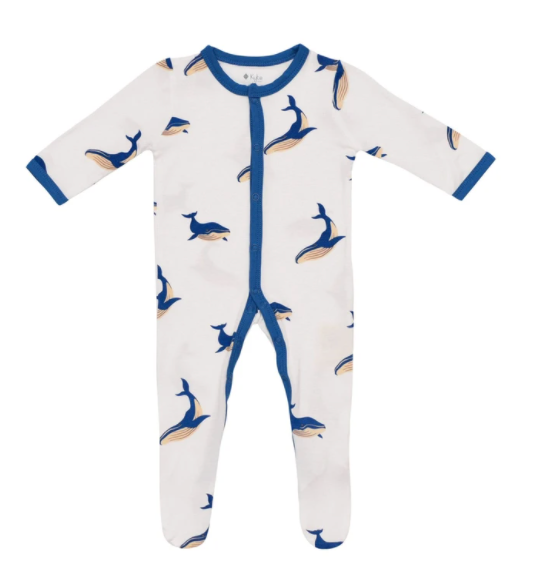 Printed Zippered Footie Whale