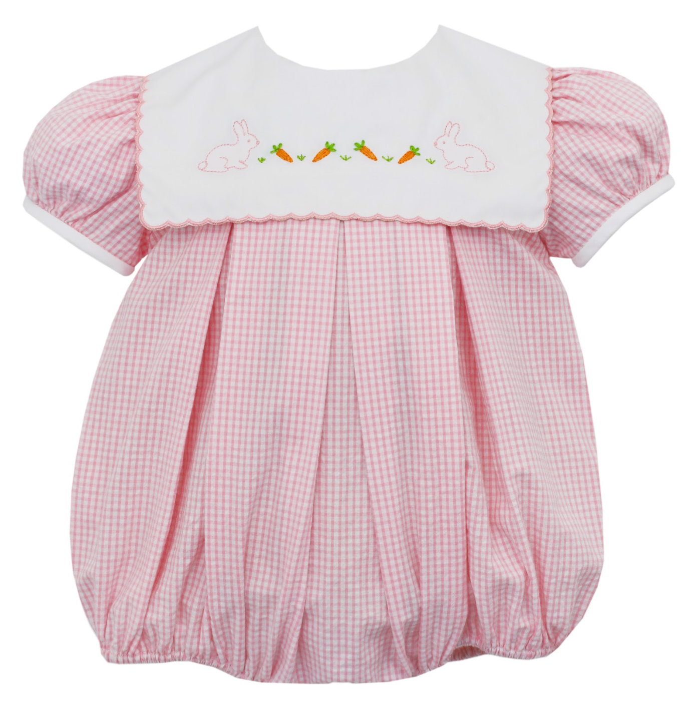 BUNNY Seersucker Check Girl's Bubble Scalloped Collar 200F
