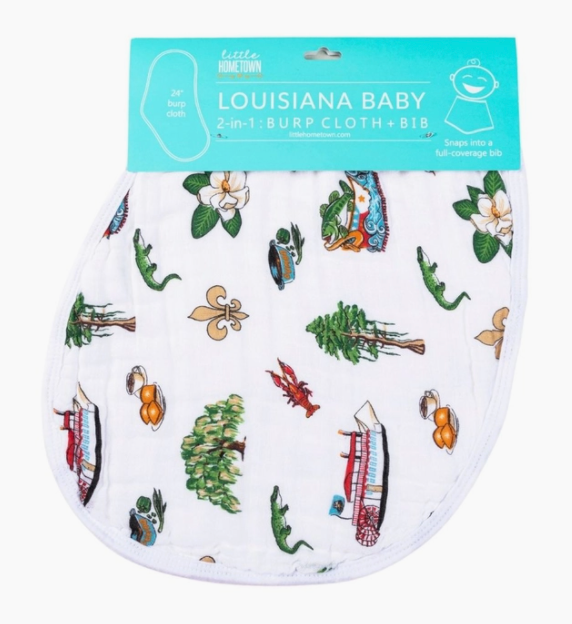 2-in-1 Burp Cloth and Bib: Louisiana Unisex Louisiana