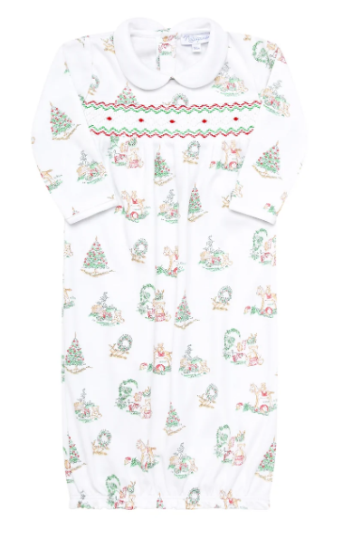 Christmas Toile Smocked Gown