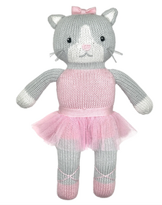Gray Ballerine Kitty Knit Toy 12"