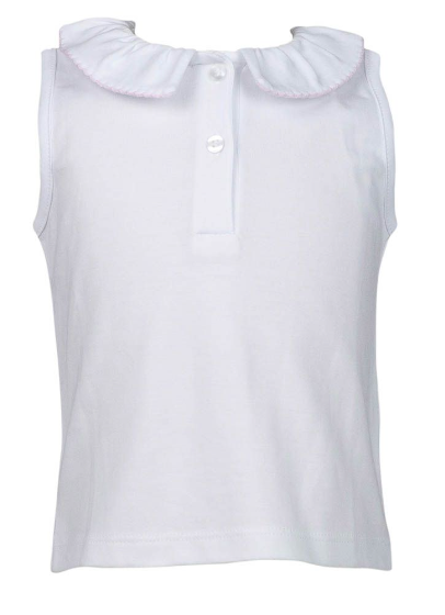 Pima Solid Pink Trim Sleeveless Top