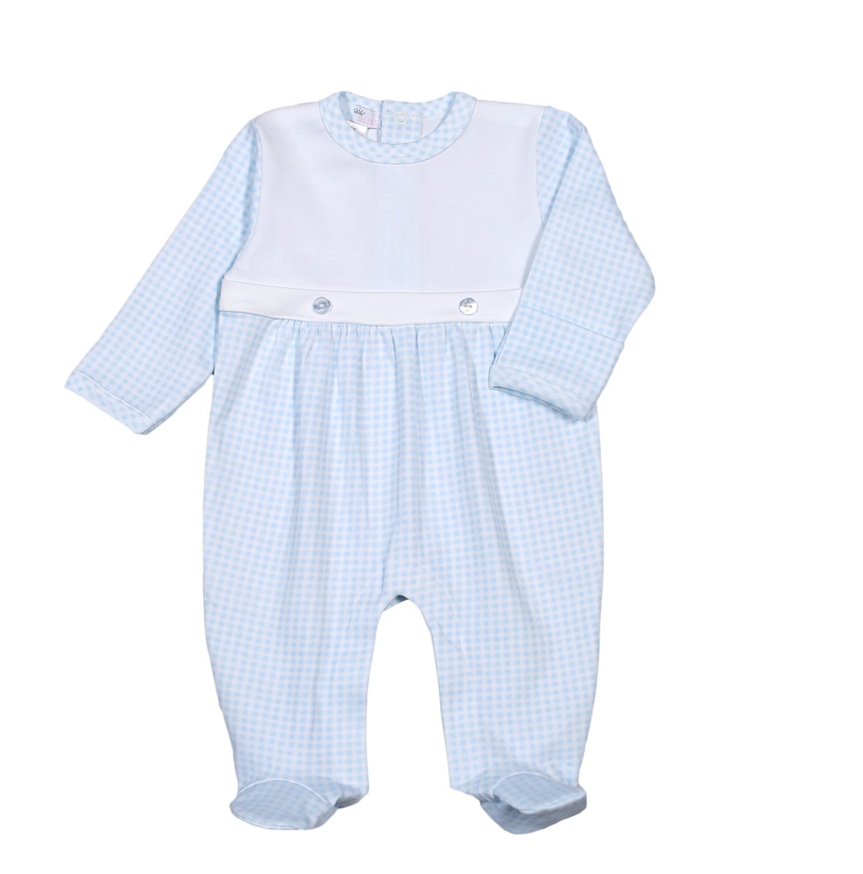Peter Blue Gingham Pima Footie