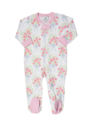 Spring Bouquet Zipper PJ with Feet