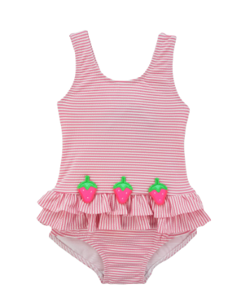 Seersucker Swimsuit With Strawberries 4589