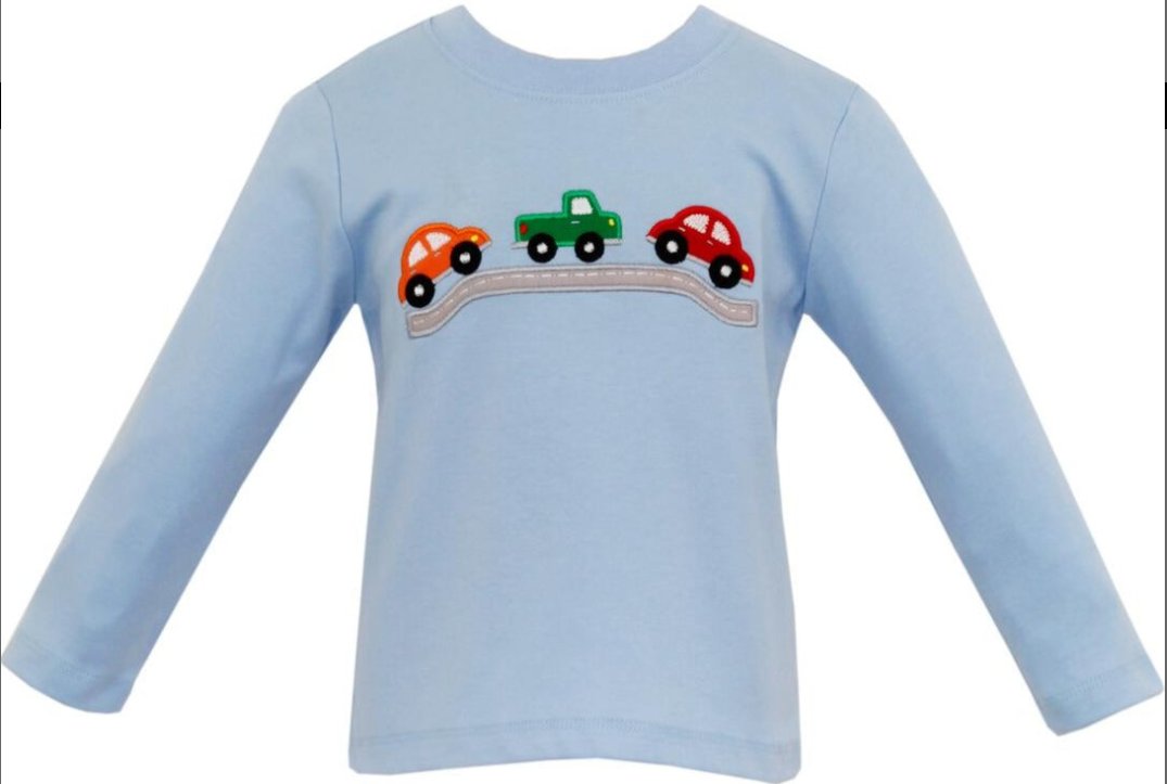 Light Blue Car Applique Shirt