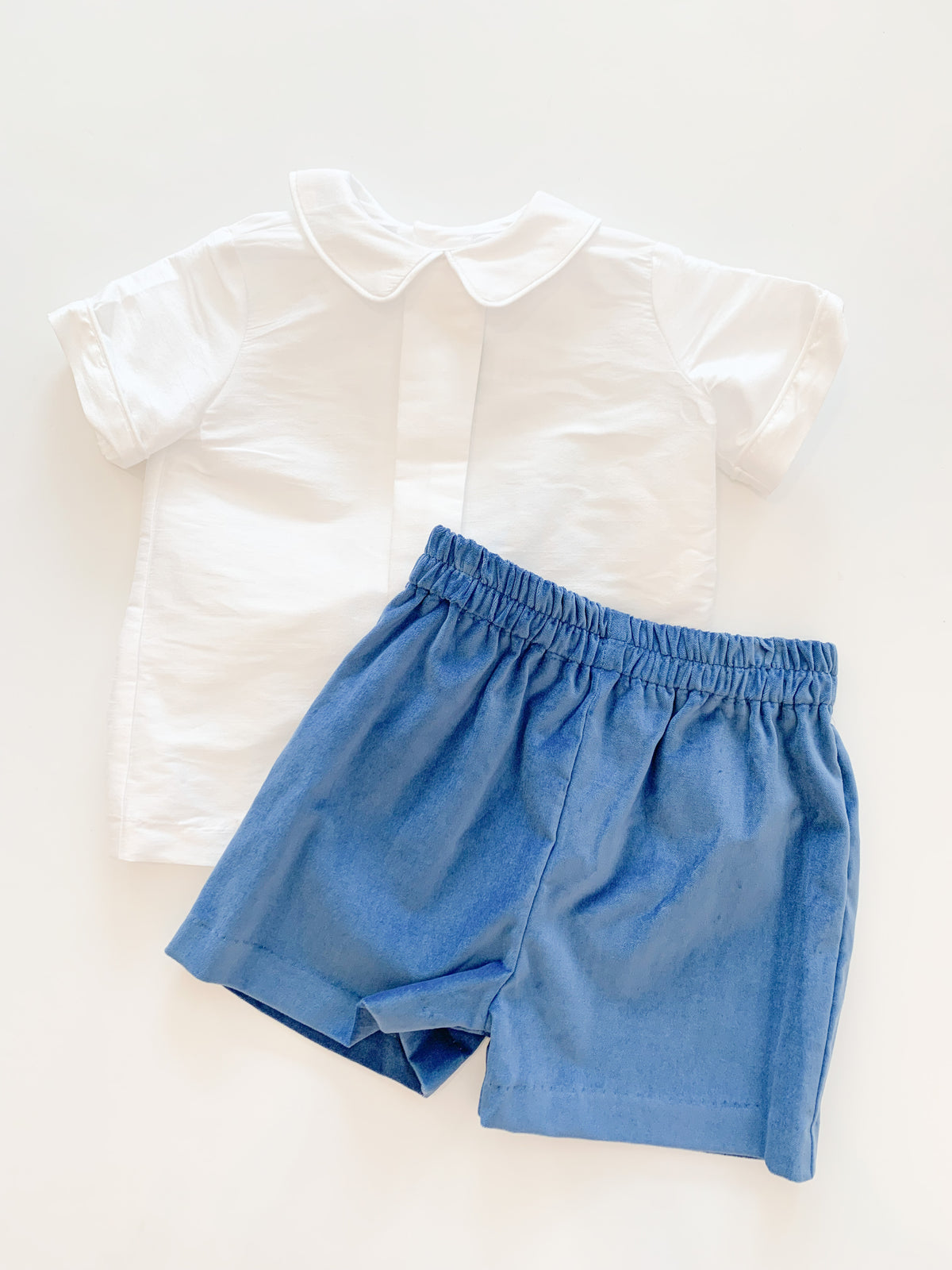Pleat Front Shirt and Velvet Short Set