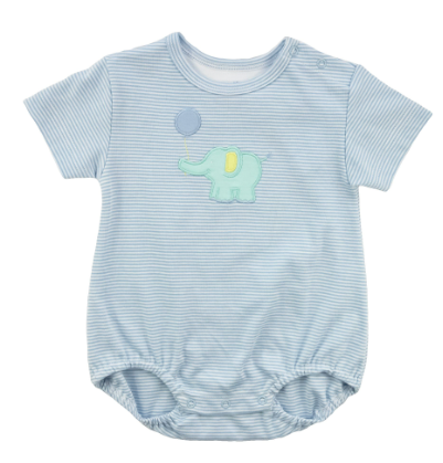Stripe Knit Romper With Balloon Elephant Blue 4550