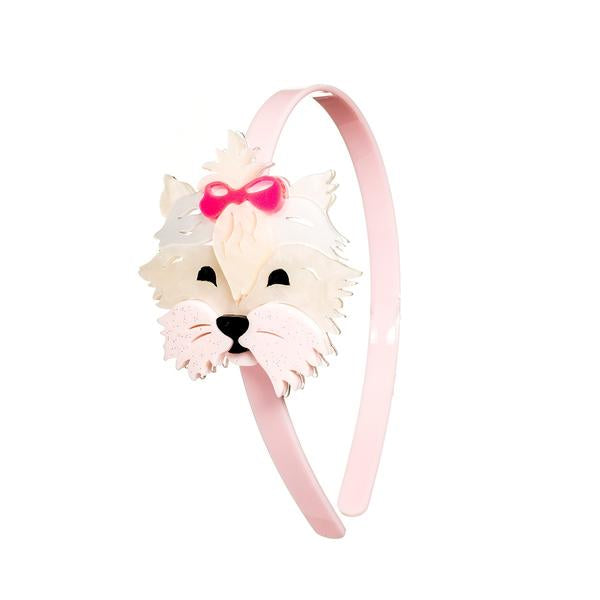 Headband White Dog with Bow