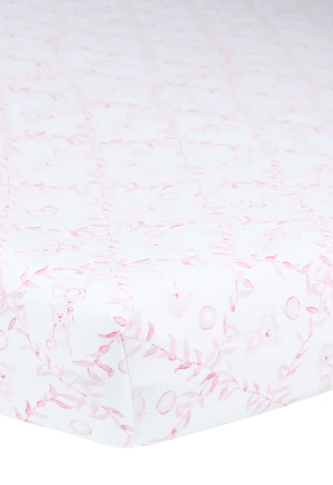 Bear Trellace Crib Sheet Pink