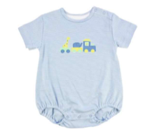 Spring Cuties - Stripe Knit Romper with Animal Train